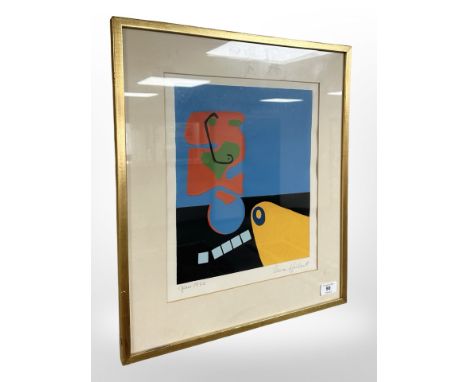 A Danish abstract lithograph, signed indistinctly, 28 cm x 34 cm.