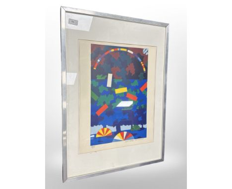 A Danish abstract lithograph, indistinctly signed, 39 cm x 49 cm.