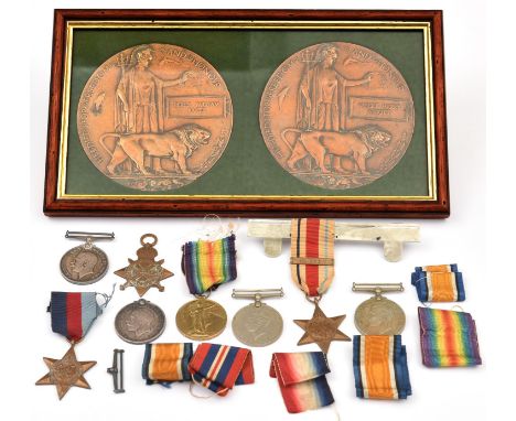 WWI  Victory medal (3-8164 Pte P Baker, Dorset Regt) EF, with memorial plaque to Pte Percy William Baker, killed in action Me