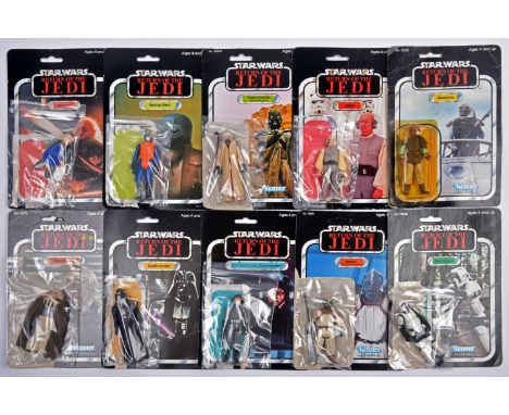 12x Star Wars Return of the Jedi 3.75" vintage figures with backing cards. 6x examples by Kenner; Biker Scout, AT-ST Driver, 