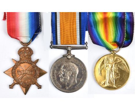 Three: 1914-15 star, BWM, Victory (17307 Pte H Allen R Lanc R) EF. Note: Pte Henry Allen, 1st Bn Royal Lancaster Regiment, ki