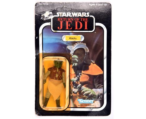 A Kenner Star Wars Return of the Jedi Klaatu vintage 3.75" figure. On a sealed 1983 unpunched 77 back card bubble. Some creas