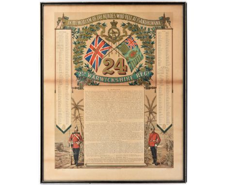 A colour printed muster roll “in Memoriam of the Heroes Who Fell at Isandhlwana” with regimental devices of The 24th (2nd War