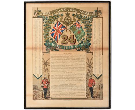 A colour printed muster roll “in Memoriam of the Heroes Who Fell at Isandhlwana” with regimental devices of The 24th (2nd War