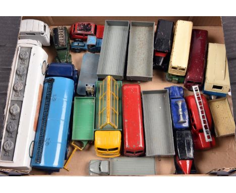 20 Dinky Toys. Foden Tanker, Streamlined Fire Engine, AEC Tanker, ESSO, Hand Cart, Loud Speaker Van, Caravan, Telephone Servi