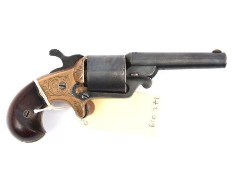 A 6 shot .30” National Arms Co Moore’s patent teat fire SA revolver,  7” overall, barrel 3¼”, number 30436, the barrel marked