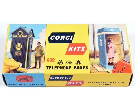 A rare early 1960's Corgi Kits Kit. AA and RAC Telephone Boxes (602). A seldom seen as new unmade set, with assembly instruct