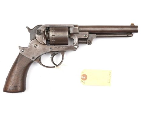 A 6 shot .44” Starr Arms Co DA Army percussion revolver,  number 20263 on all parts, the walnut butt having indistinct inspec