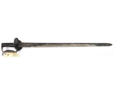 A P1804 Naval boarding cutlass, straight, flat, SE blade, 29”, marked T. Gill on backstrap, large crowned GR cypher at forte 