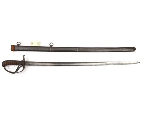 An 1821 pattern light cavalry trooper’s sword,   slightly curved, fullered blade 31”, regulation steel  hilt with crossguard 