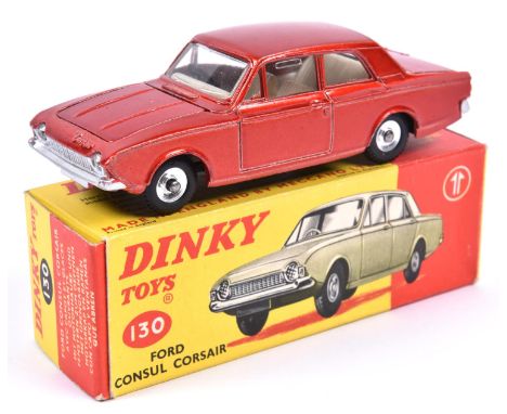 Dinky Toys Ford Consul Corsair (130). An example in light metallic red with white interior, dished spun wheels with black rub