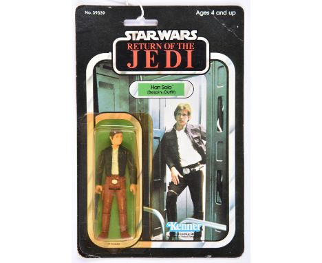 A Kenner Star Wars Return of the Jedi Han Solo vintage 3.75" figure. On a sealed 1983 65 card bubble. Very minor wear to edge