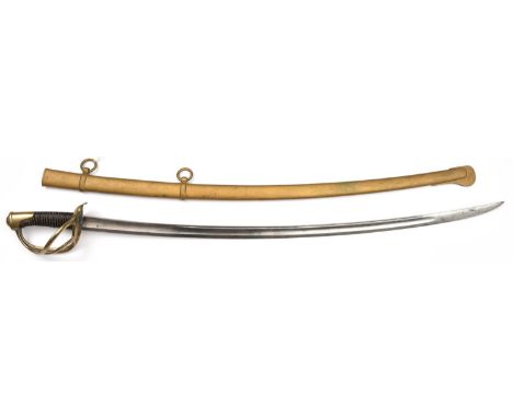 A French M1822 light cavalry sword,  curved, fullered blade 36”, with narrow back fuller to centre section, marked ‘Manufre N