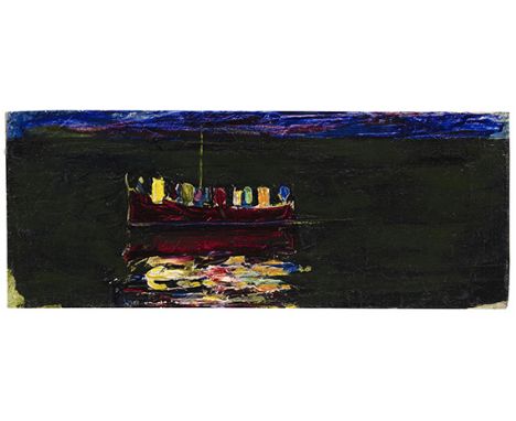 Wassily Kandinsky     1866 Moskau - 1944 Neuilly-sur-Seine Boot mit Laterne (Rapallo). Wohl 1906. Öl auf Leinwand, randdoubli