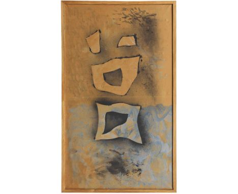 Hans (Jean) Arp     1886 Straßburg - 1966 Basel Remerciement pour un coup de dé. 1957. Öl auf braunem Packpapier, auf Leinwan