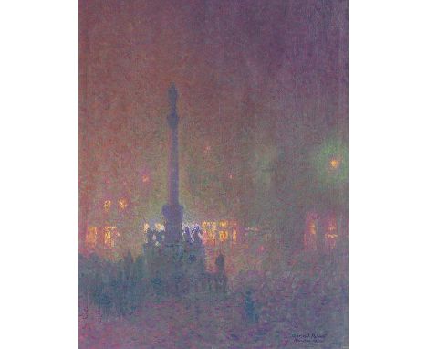 Charles Johann Palmié     1863 Aschersleben - 1911 München München bei Nacht - Marienplatz. 1908. Öl auf Leinwand.  Rechts un
