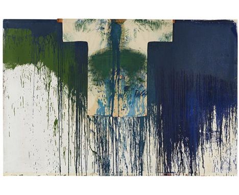 Hermann Nitsch     1938 Wien - 2022 Mistelbach Schüttbild mit Malhemd. 1989. Mischtechnik auf Leinwand. Öl und Dispersionsfar