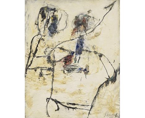 Emil Schumacher     1912 Hagen - 1999 San José/Ibiza Xerxes. 1960. Öl und Sand auf Leinwand.  Rechts unten signiert und datie