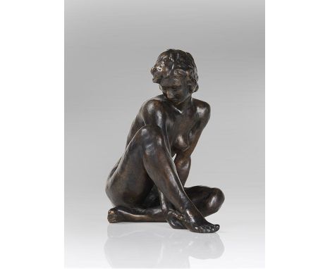 Fritz Klimsch     1870 Frankfurt a. Main - 1960 Freiburg Beschaulichkeit. Um 1924. Bronze mit brauner Patina.  Verso mit dem 