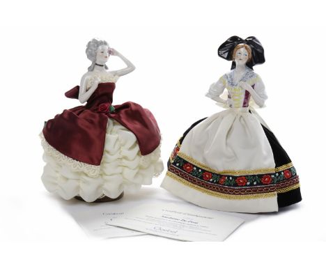 TWO LIMITED EDITION GOEBEL TEA COSY DOLLSMadame De Pont, numbered 1308, 23.5cm high, and Lady Hamilton, numbered 1822, 24cm h