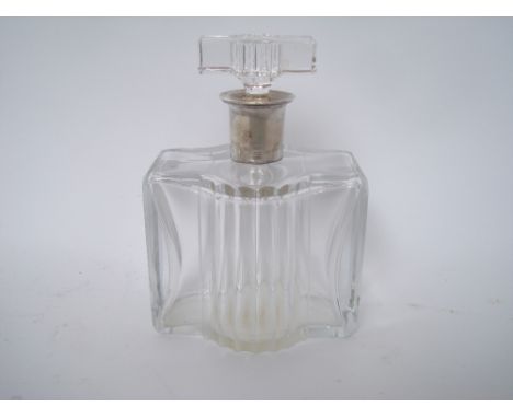 A 1930's Continental silver mounted crystal decanter and stopper, stamped 800, small nibble to stopper, 20cm h.  