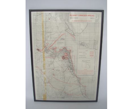 First Gulf War Interest.  'Kuwait Danger Areas' A map of the minefields.