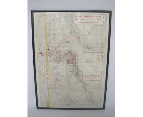 First Gulf War Interest.  'Kuwait Danger Areas' A map of the minefields.