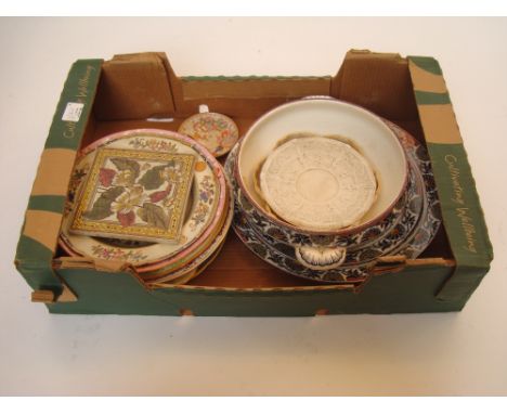 Mixed 19th Century and later ceramics comprising a Mintons transfer decorated tureen and two matching graduated circular serv