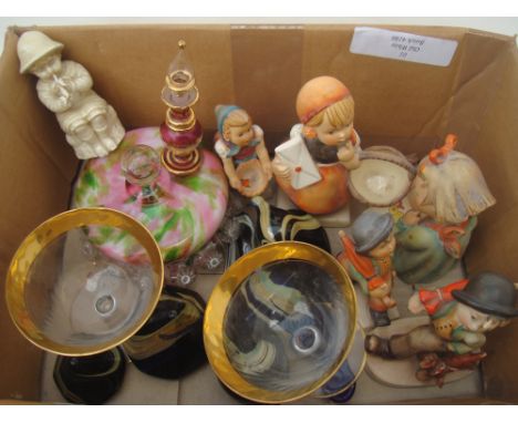 Hummel figures and sundry glass, a/f.