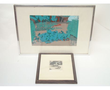 Epoh Beech, 20th Century British, an etching, Kalachakra seed symbol and peach stone, signed and dated '93 1/10 together with