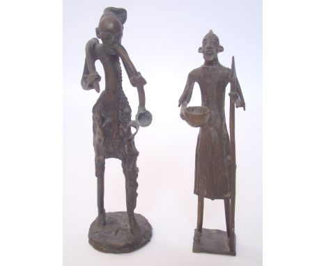 Two West African bronze standing figures, 33cm h. 