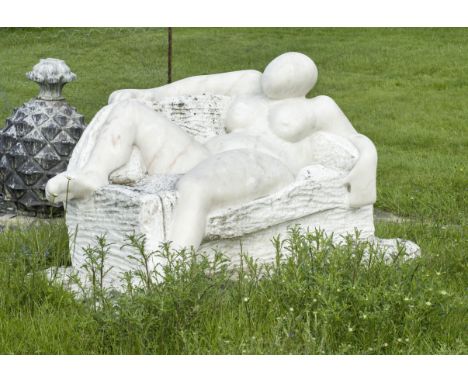 Stella Shawzin (South African, 1920-2020)Nude on a sofa II pink marble79 x 145 x 72cm.Footnotes:Extraction cost: £430 + vat p
