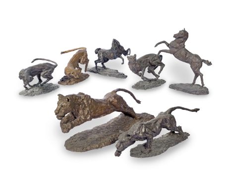 Stella Shawzin (South African, 1920-2020)Seven small animal figures bronze41cm. high and smaller, various sizes.(7)For furthe