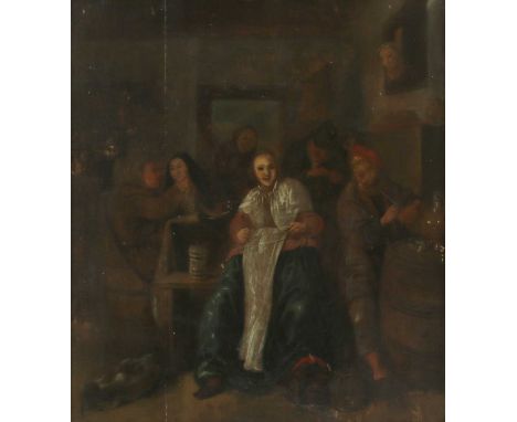 Jan Miense Molenaer (Dutch, 1610-1668) A TAVERN SCENE Signed l.r., oil on panel 38 x 33cm