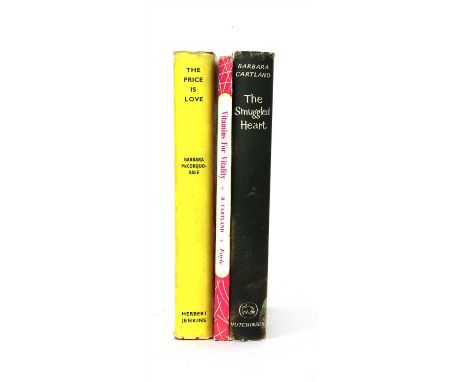 Three Inscribed &amp; SIGNED first editions by Barbara Cartland: Vitamins for Vitality, 1959. pictorial boards; Smuggled Hear