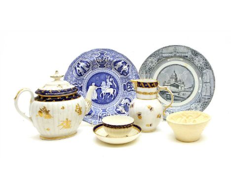 A collection of 19th Century and later ceramics , to include Derby, Worcester, Caughley, and similar other (Qty.)