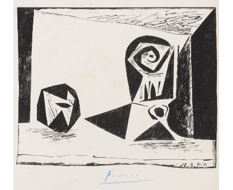 δ Pablo Picasso (1881-1973) (after)Composition au verre a pied (Bloch 431; Mourlot 77)Lithograph, 1947, signed in blue crayon