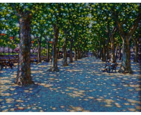 JOHN MACKIE (BRITISH, B. 1953)Afternoon Conversation, Narbonnesigned 'J Mackie 11' (lower left) and inscribed with title (to 