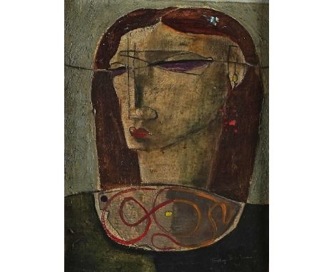 SVEN BERLIN (BRITISH, 1911-1999)Woman With Violet Eyessigned and dated 'Sven Berlin 46' (lower right)oil on canvas25.5 x 18cm