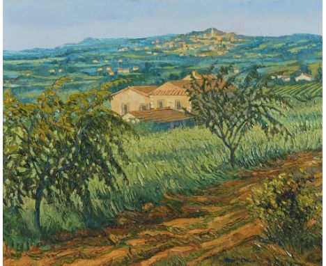 ALAN COTTON (BRITISH, B. 1936)Provence Farm and Orchard Near Bonnieuxsigned 'Alan Cotton' (lower right), inscribed with title