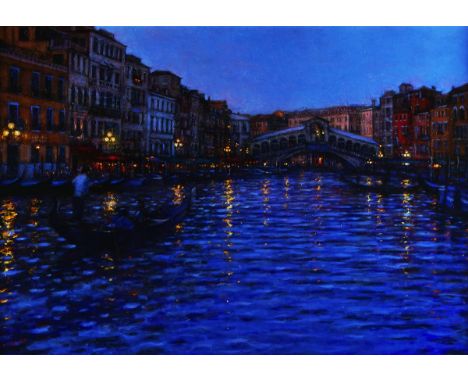 JOHN MACKIE (BRITISH, B. 1953)The Rialto Bridge, Venicesigned and dated 'J. Mackie 2011' (lower left)oil on canvas102 x 152.5
