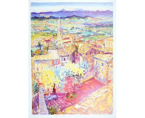FREDERICK GORE (BRITISH, 1913-2009)Bonnieux, Mount Ventoux in the Distancetitled and inscribed in pencil 'artist's proof' (in
