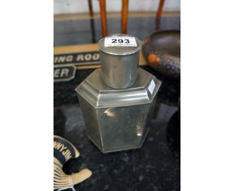 Oriental pewter tea caddy