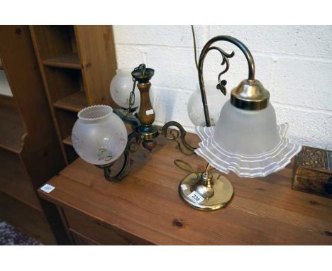 Centre light and working brass desk lamp
