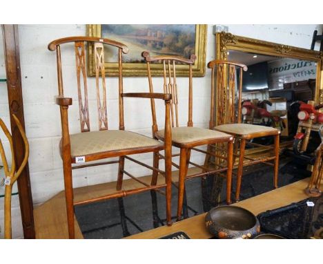 3 Art Nouveau inlaid bedroom chairs