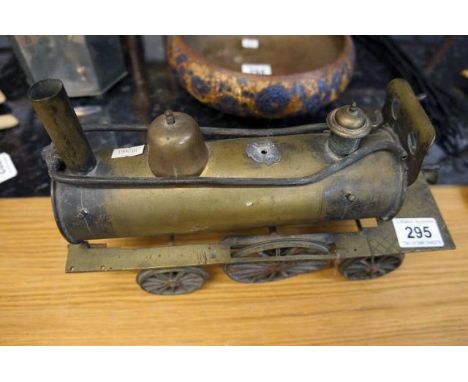 Late 19C brass scale model of steam engine