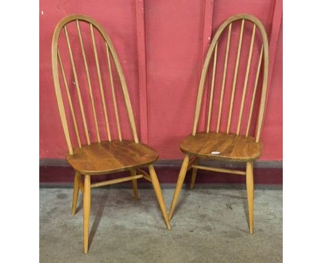 A pair of Ercol Blonde elm and beech Quaker chairs 