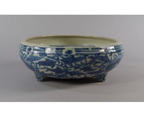 A Chinese blue and white censer, Ming Dynasty, decorated to the rim with the Eight Daoist Trigrams, above bands of chrysanthe