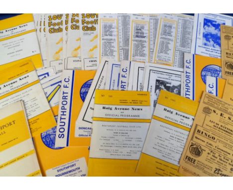 Football programmes, Southport FC, a collection of 50+ home programmes (a few duplicates), 1957/8 to 1977/8 (last league seas