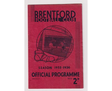 Football programme, Brentford v Arsenal, 2 November 1935, Division 1 (gd/vg) (1)